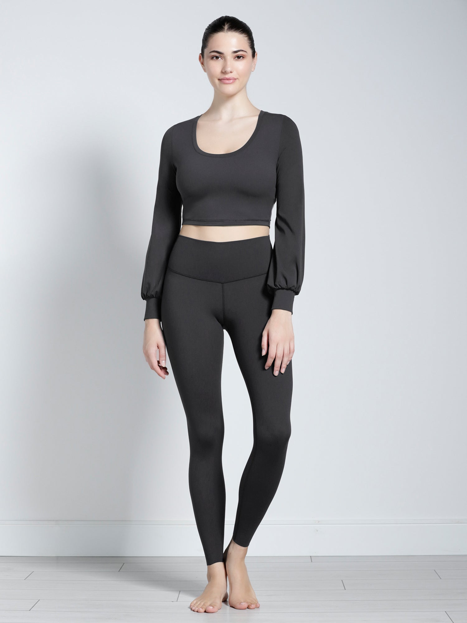 PUFF SLEEVE CROPPED TOP, LIMESTONE