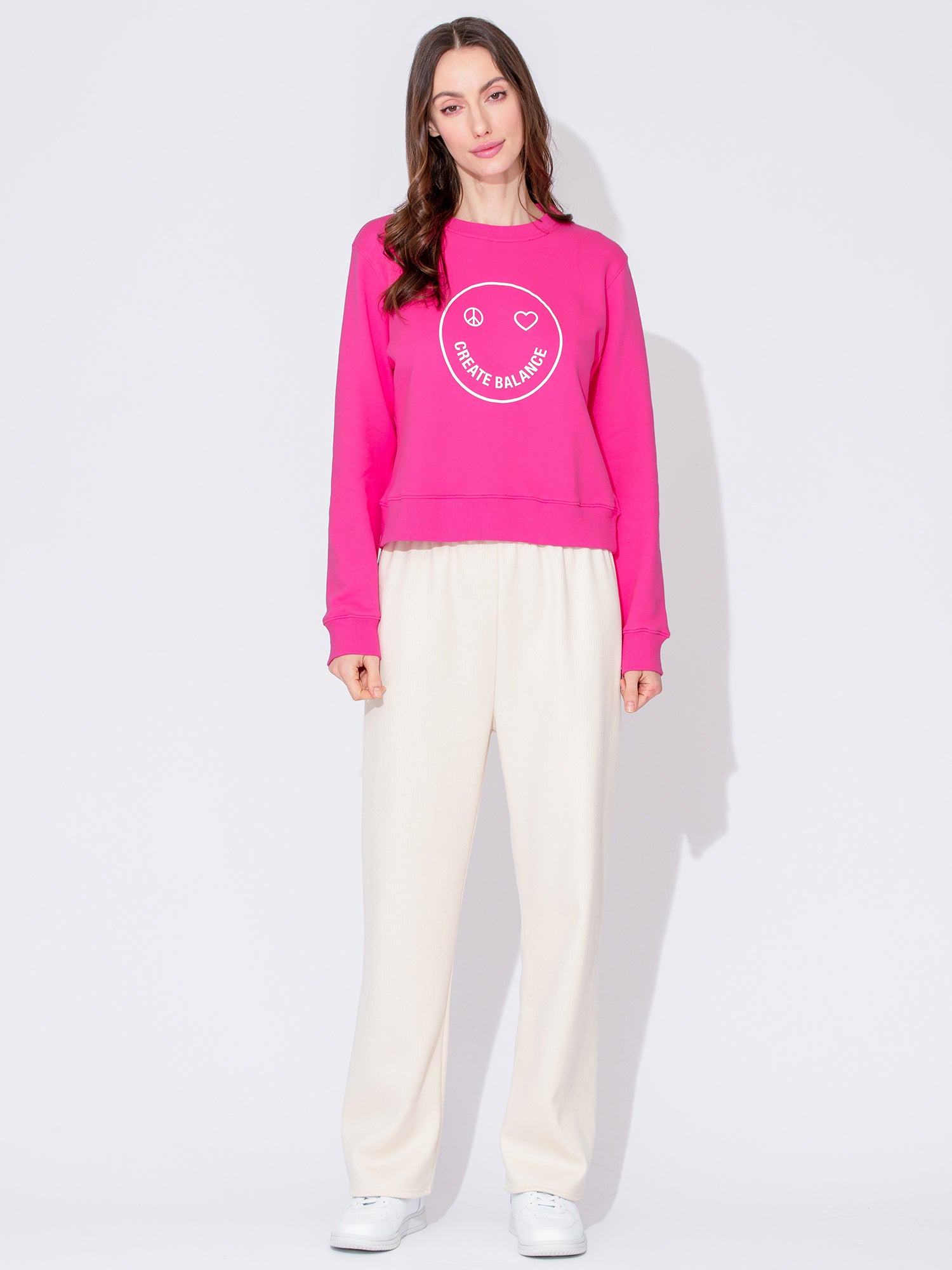 RIBBED HIGH WAIST WINTER FLEECE WIDE LEG SWEATPANTS
