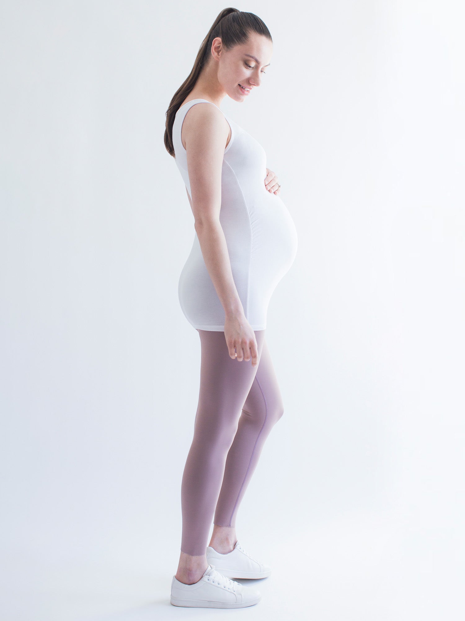 LONG SOFT STRETCH MATERNITY TANK, WHITE