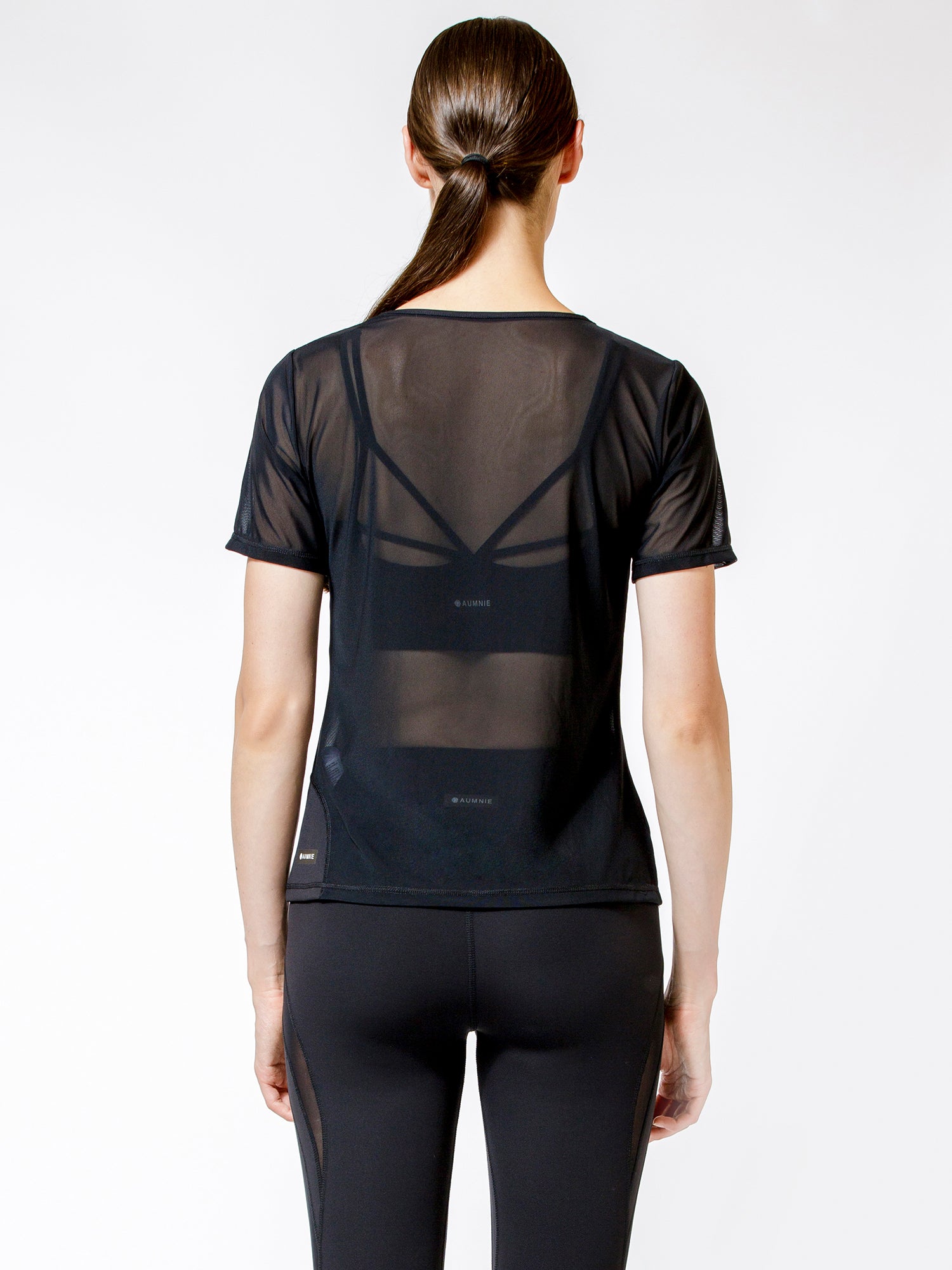 FITTED MESH TEE, BLACK MESH