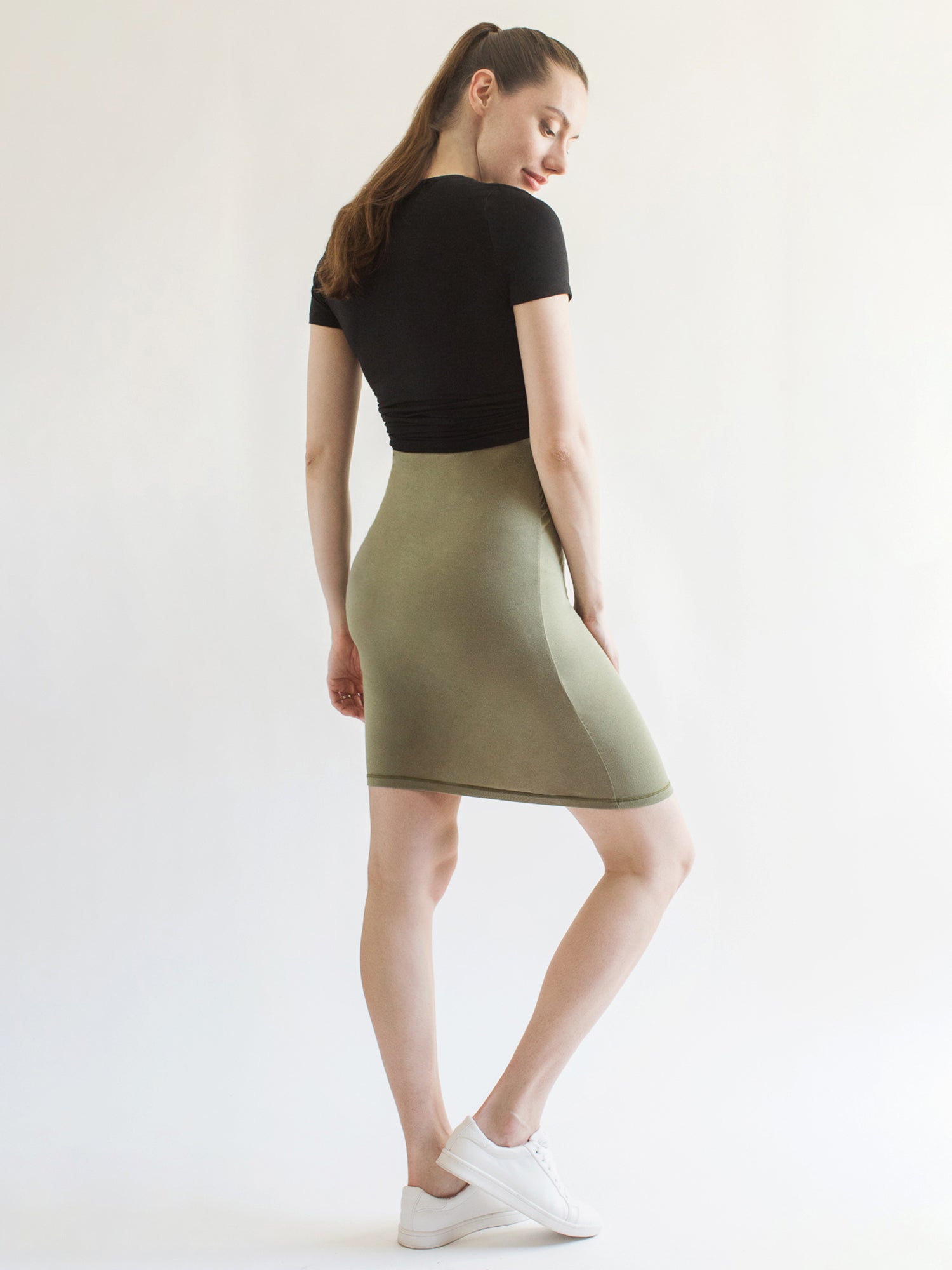 MATERNITY SOFT STRETCH SLEEVELESS MIDI DRESS, SAGE