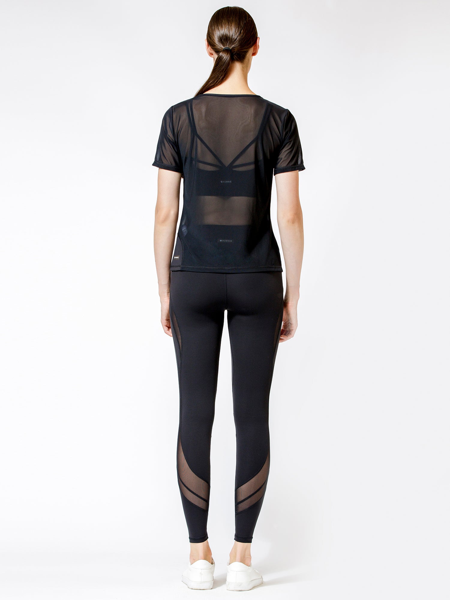 FITTED MESH TEE, BLACK MESH