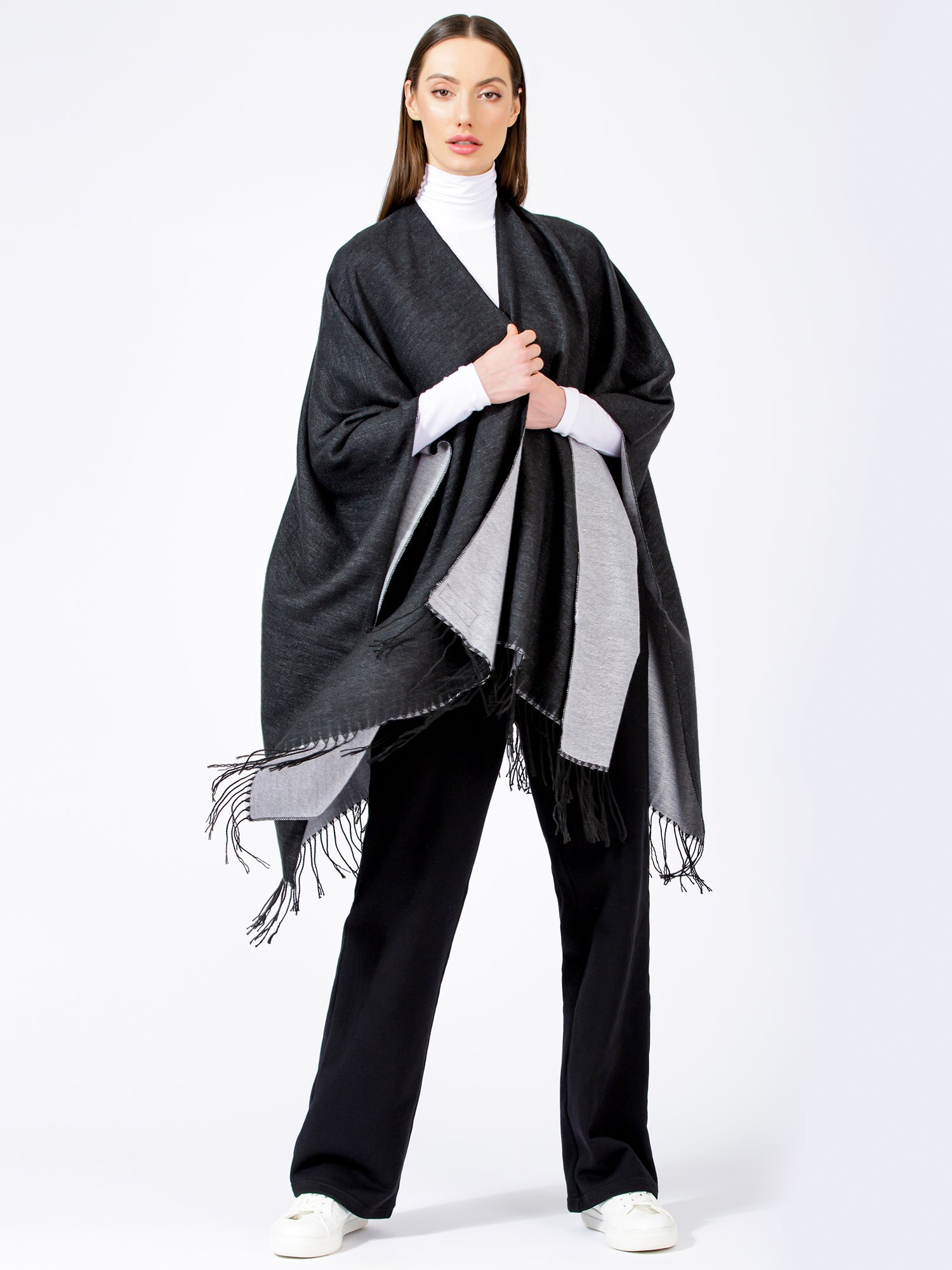 FREESTYLE FRINGED WRAP CAPE