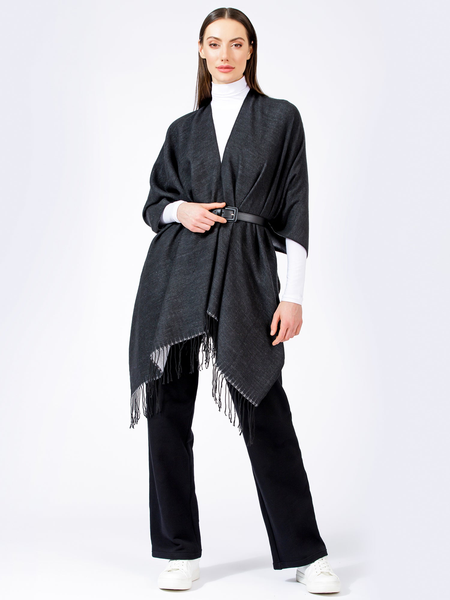 FREESTYLE FRINGED WRAP CAPE