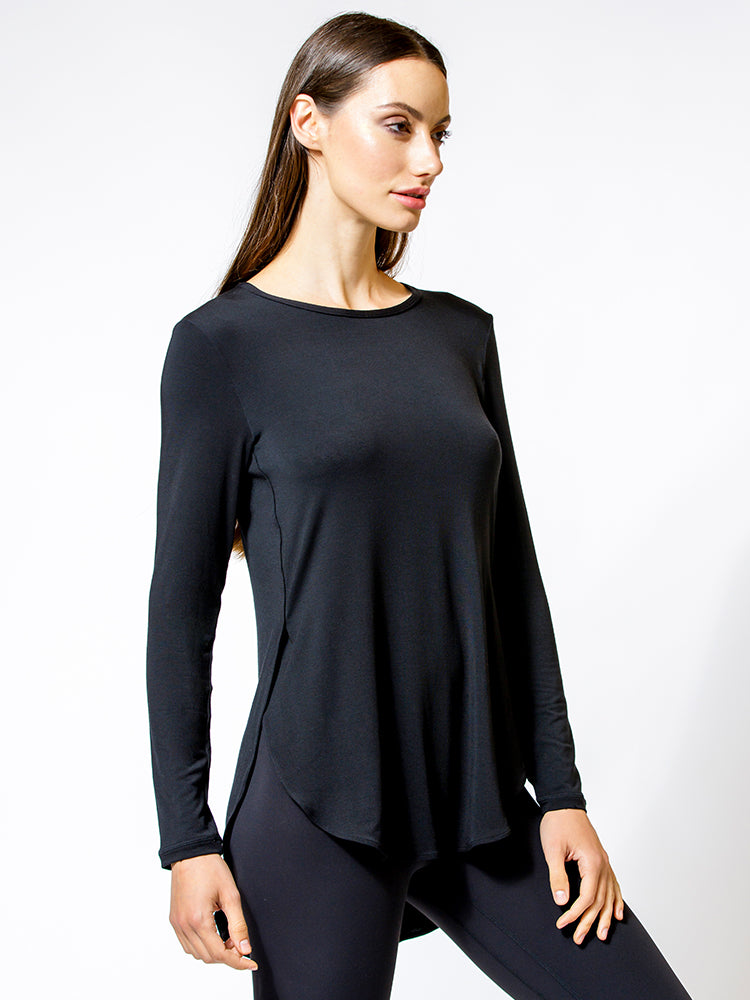HI LO SPLIT SIDE LONG SLEEVE TEE