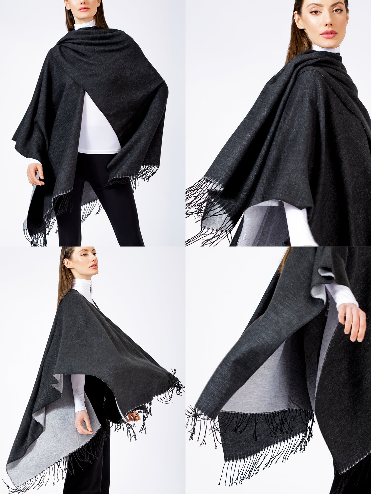 FREESTYLE FRINGED WRAP CAPE