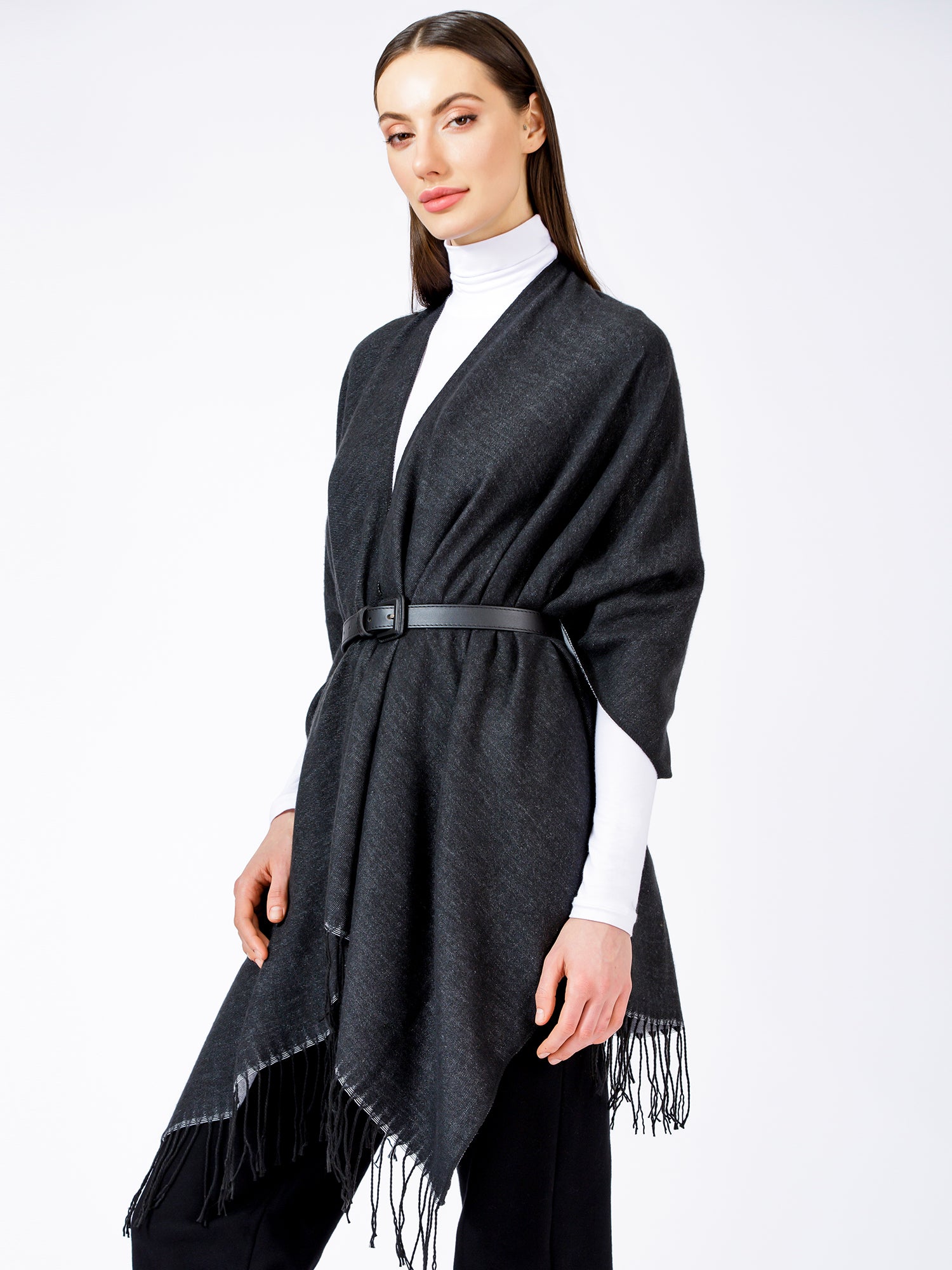 FREESTYLE FRINGED WRAP CAPE