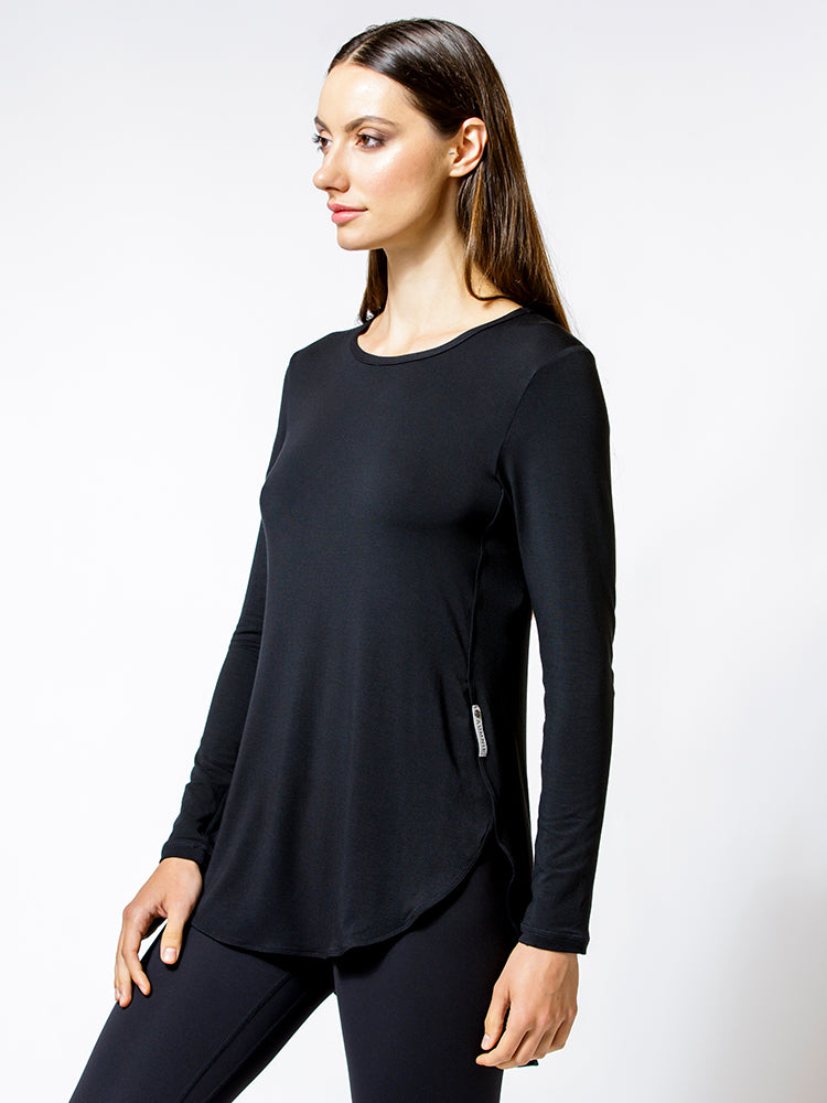 HI LO SPLIT SIDE LONG SLEEVE TEE