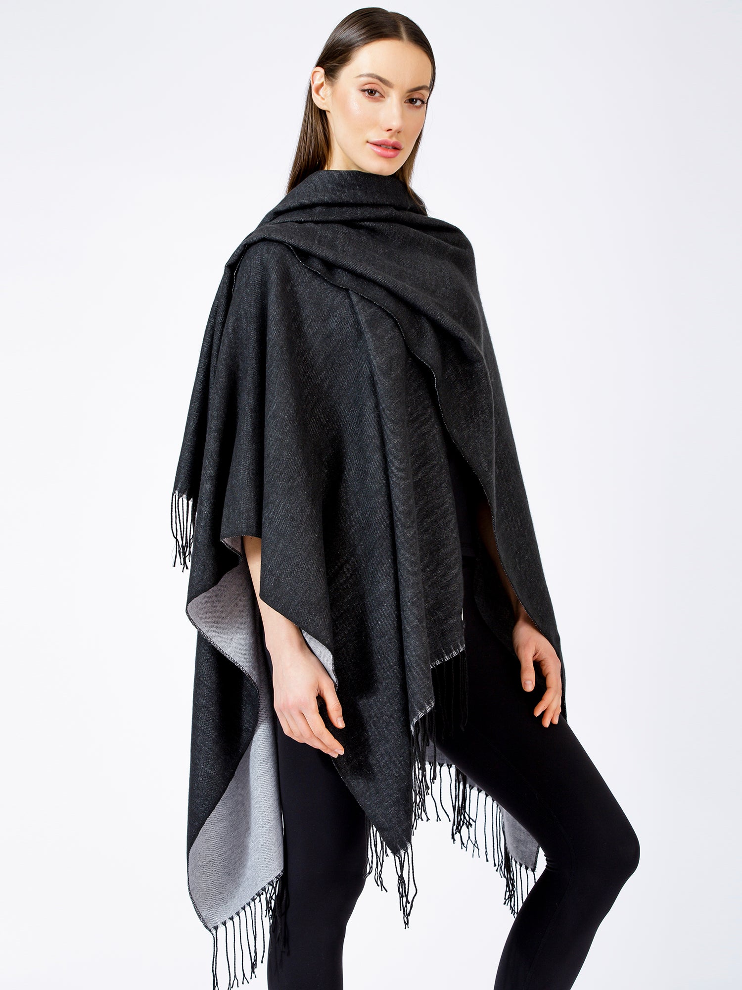 FREESTYLE FRINGED WRAP CAPE
