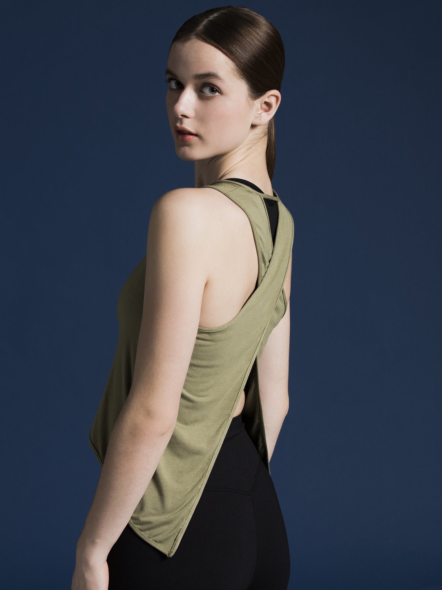 OPEN BACK CROP TOP, SAGE