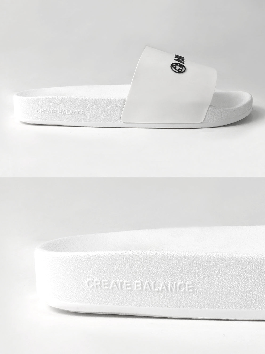 AUMNIE LOGO SLIDE SANDALS, WHITE