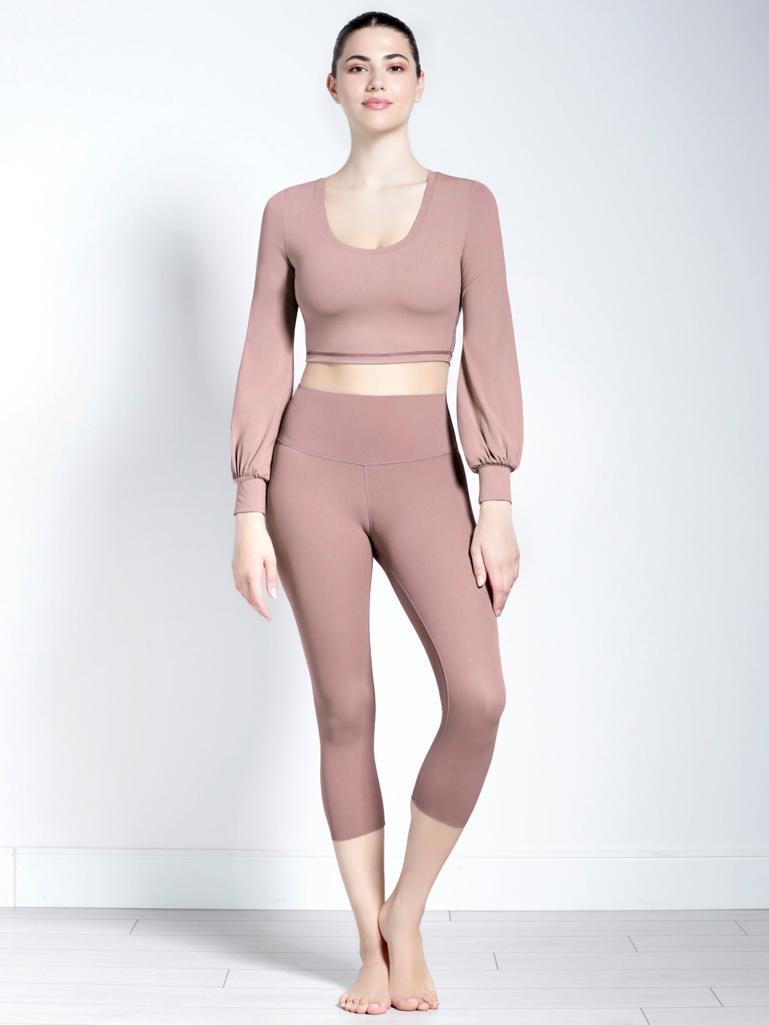 PUFF SLEEVE CROPPED TOP, ASH MAUVE
