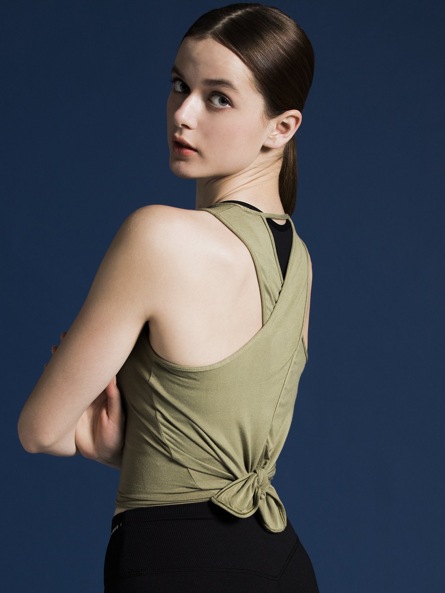 OPEN BACK CROP TOP, SAGE