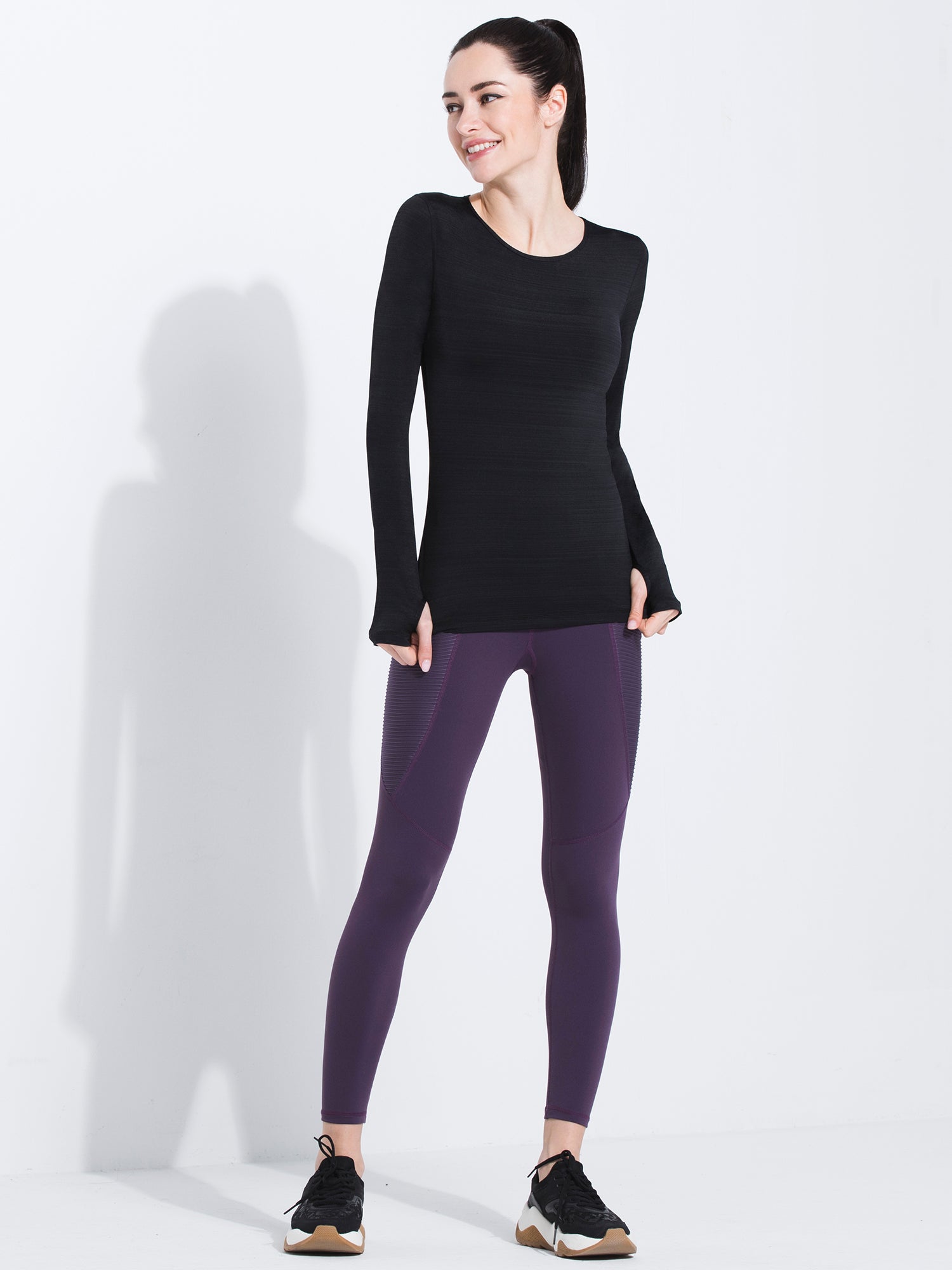 PETAL LONG SLEEVE TEE, BLACK WFX