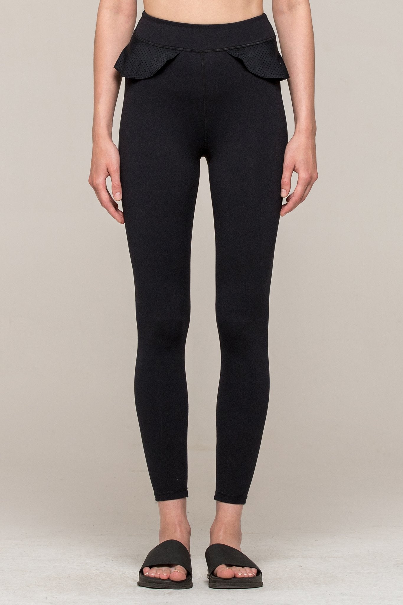 LILY ANKLE CROPS, BLACK/PERFORATED BLACK