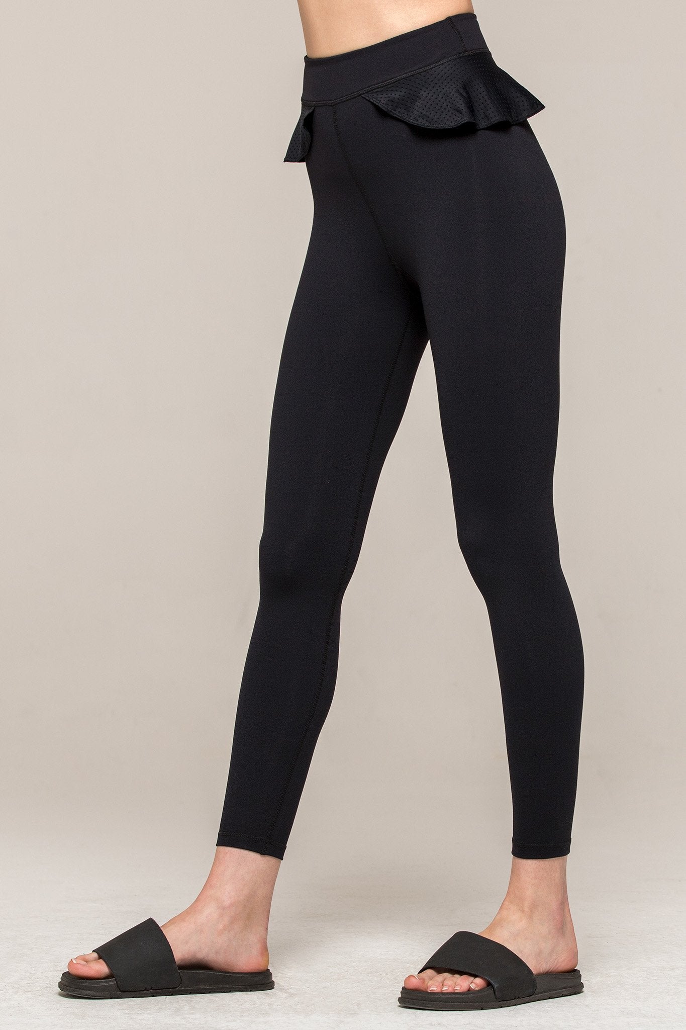 LILY ANKLE CROPS, BLACK/PERFORATED BLACK