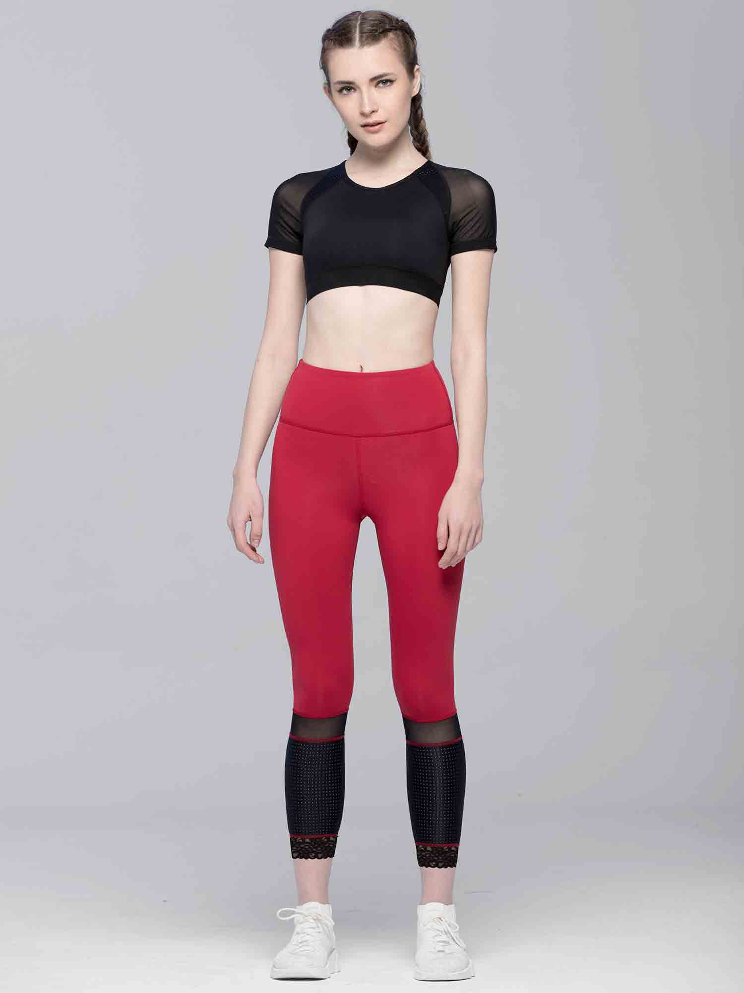 INTENSITY CROPPED TEE , BLACK/BLACK MESH