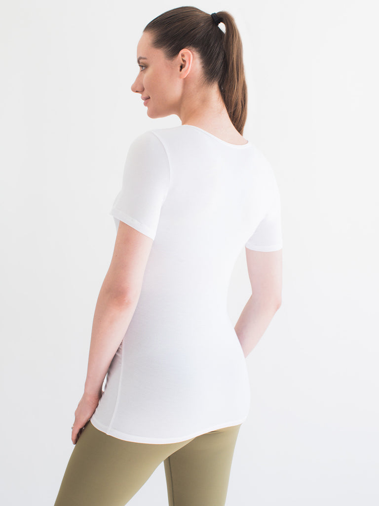 MATERNITY SOFT STRETCH SHORT SLEEVE TEE,WHITE