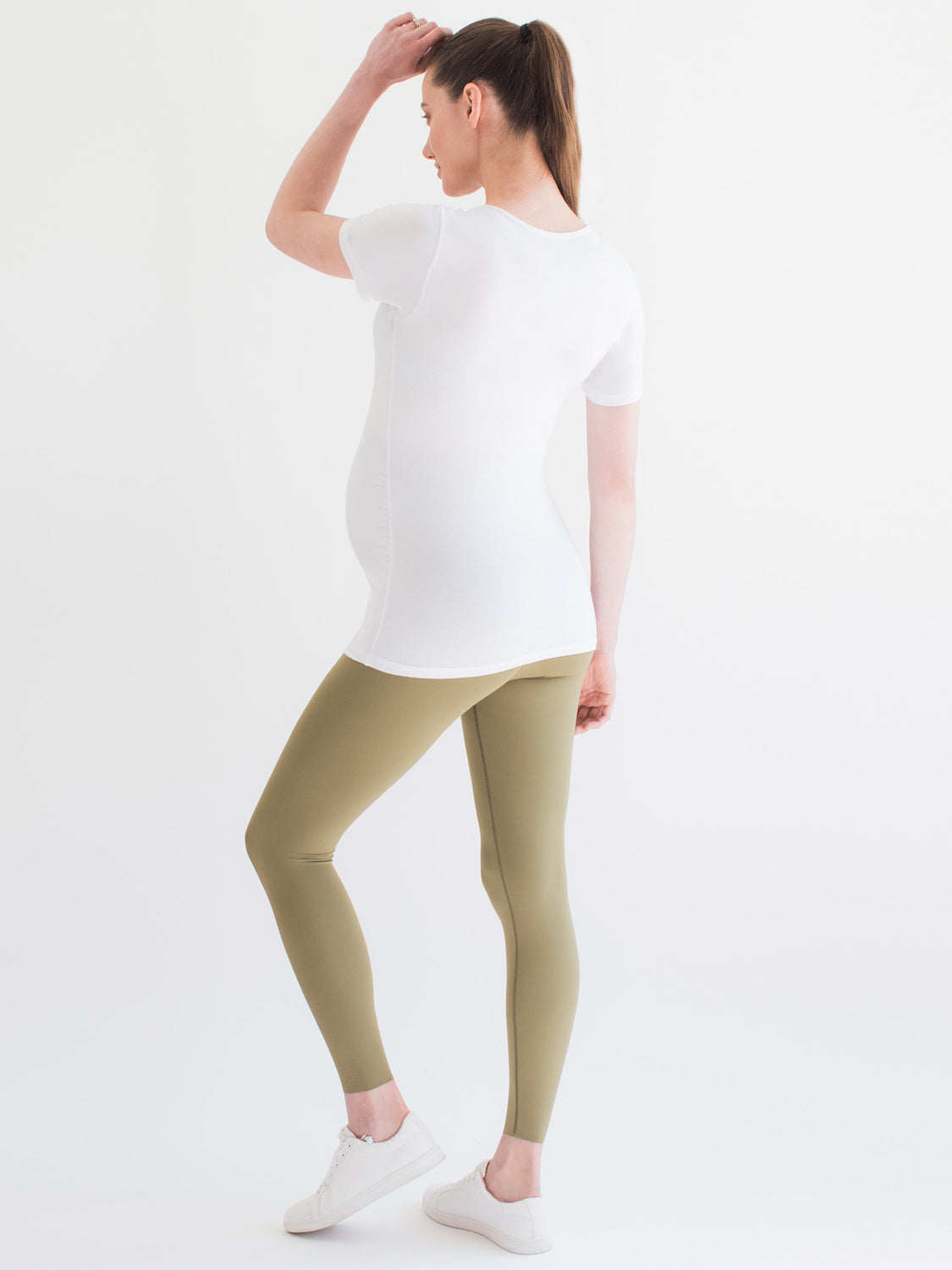 MATERNITY SOFT STRETCH SHORT SLEEVE TEE,WHITE