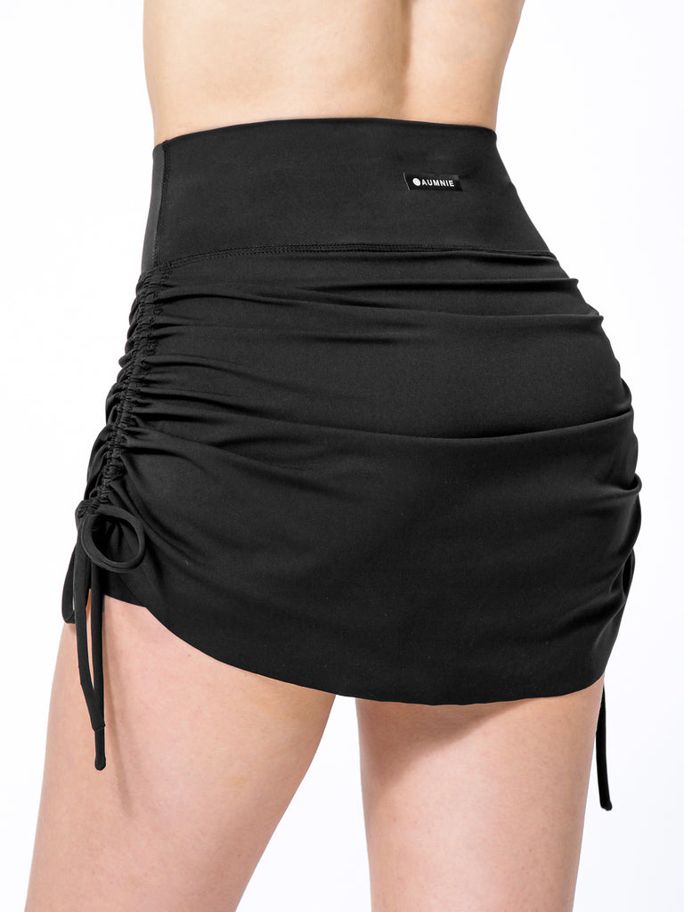 NUDE TENNIS SKIRT SHORTS, BLACK