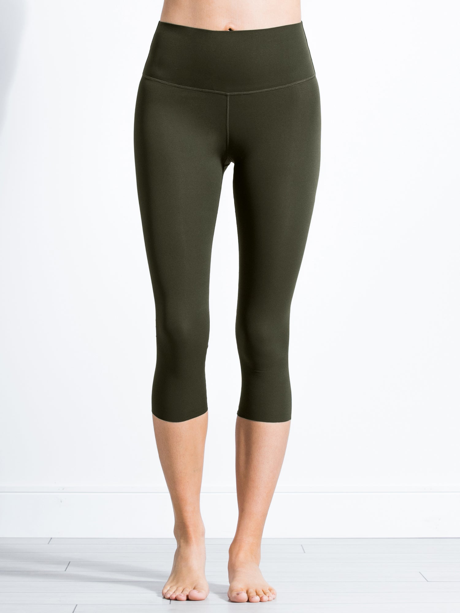 NUDE SHAPE HIGH WAIST CROPS, DARK GREEN