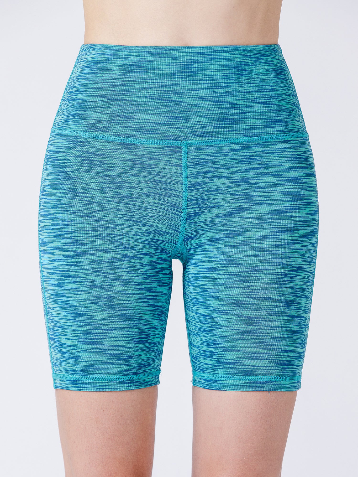 FLEX 6" HIGH WAIST SHORTS, GREEN MELANGE