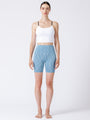 FLEX 6" HIGH WAIST SHORTS, LIGHT BLUE MELANGE