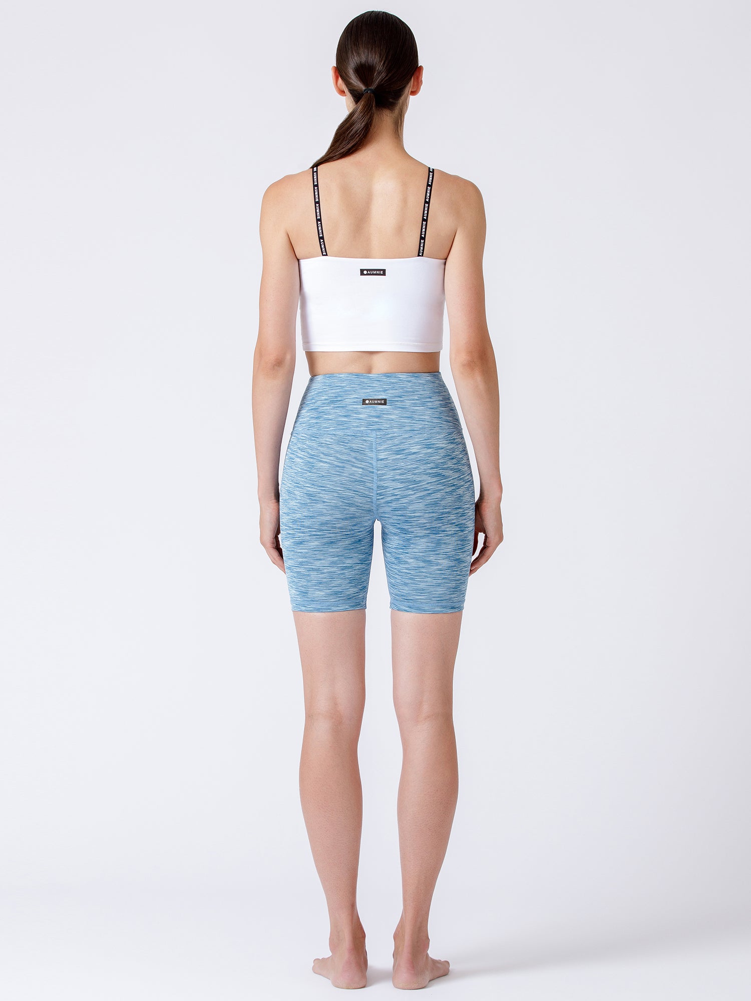 FLEX 6" HIGH WAIST SHORTS, LIGHT BLUE MELANGE