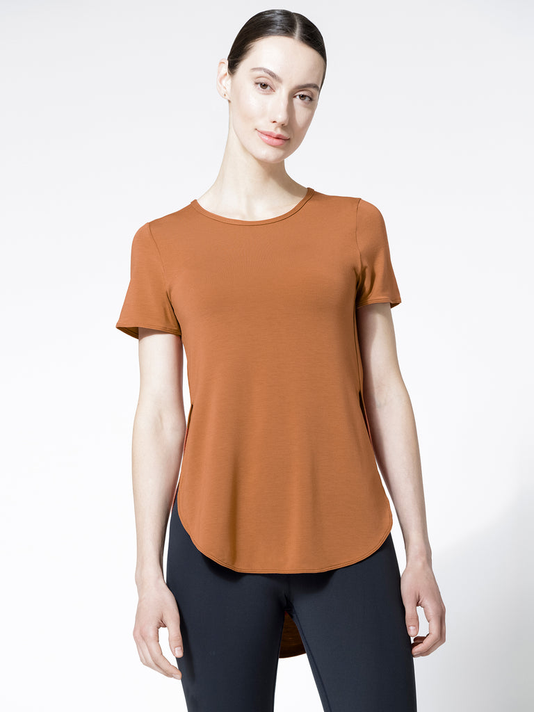 HI LO SPLIT SIDE TEE, BRONZE