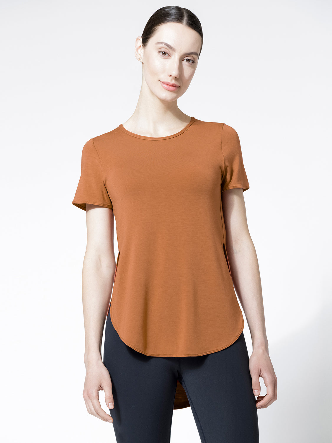 HI LO SPLIT SIDE TEE, BRONZE