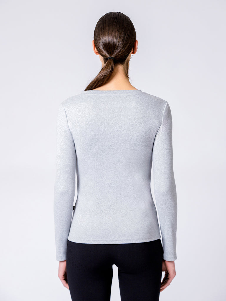 THERMAL FLEECE LONG SLEEVE TOP,LIGHT GREY