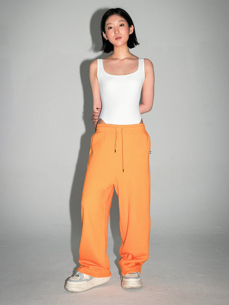 URBAN WIDE LEG SWEATPANTS，YELLOW