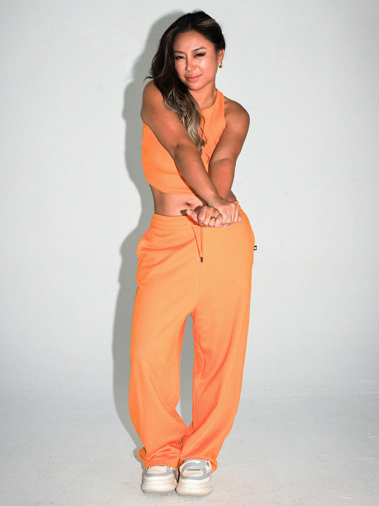 URBAN WIDE LEG SWEATPANTS，YELLOW