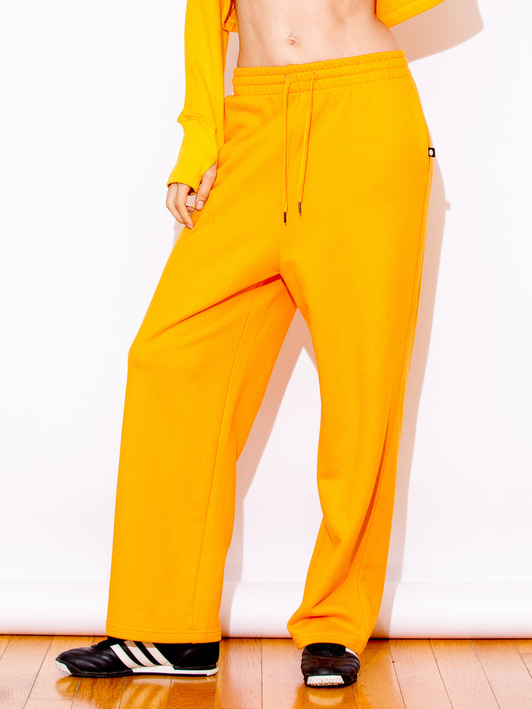 URBAN WIDE LEG SWEATPANTS，YELLOW