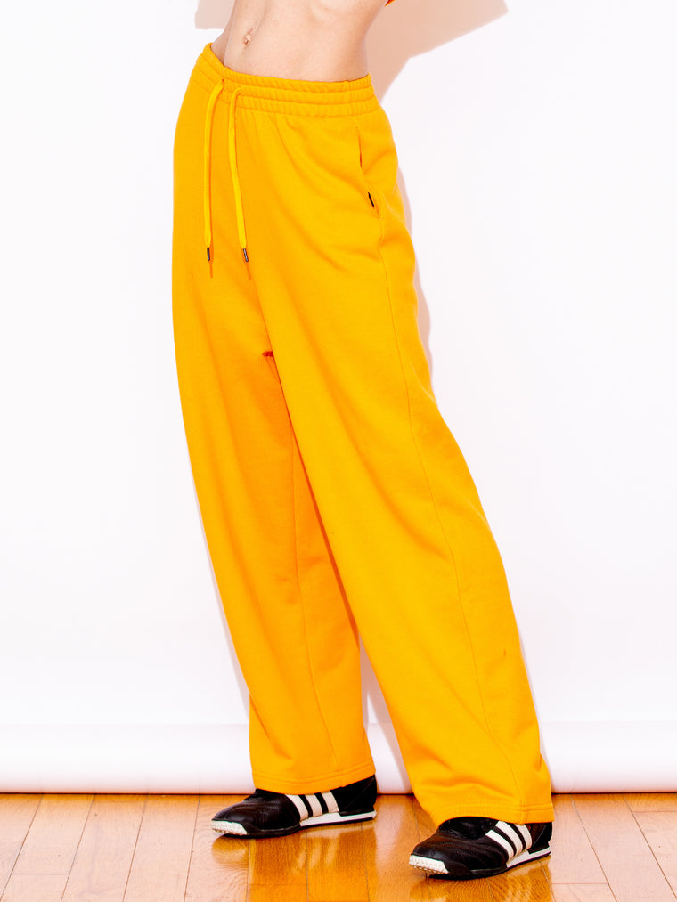 URBAN WIDE LEG SWEATPANTS，YELLOW