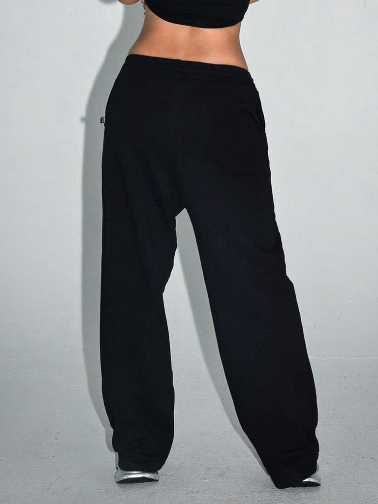 URBAN WIDE LEG SWEATPANTS，BLACK