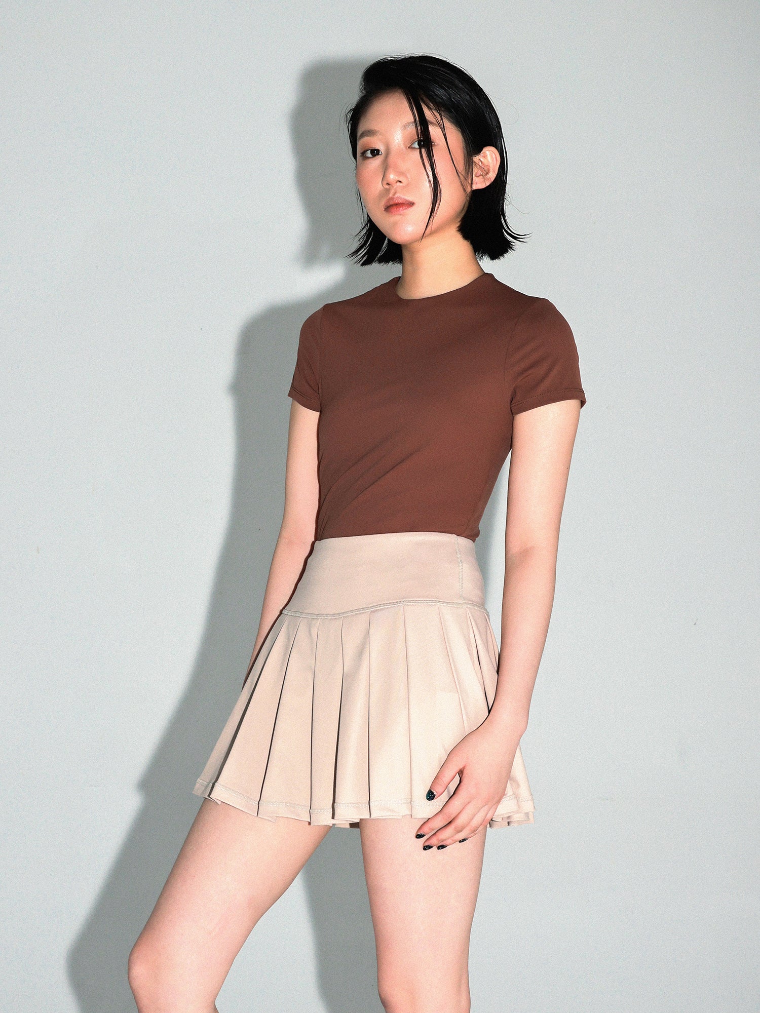 HIGH WAIST PLEATED SKIRT W/ SHORTS