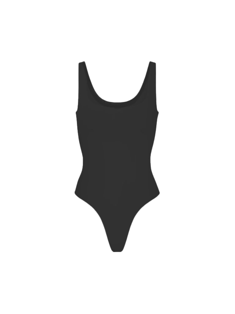 HIGH-CUT BASIC TANK BODYSUIT, BLACK