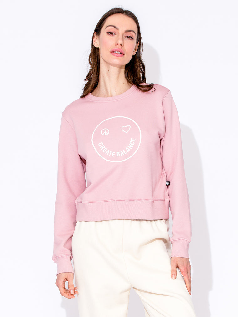 HAPPY GLOW SWEATSHIRT, PINK