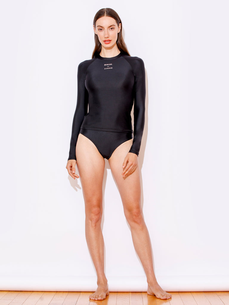 RASHGUARD SWIM TOP, BLACK