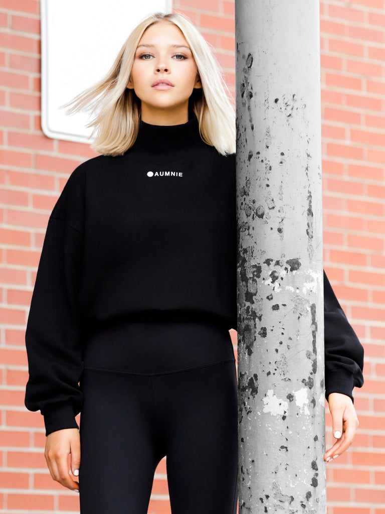 CT MOCK NECK SWEATSHIRT, BLACK