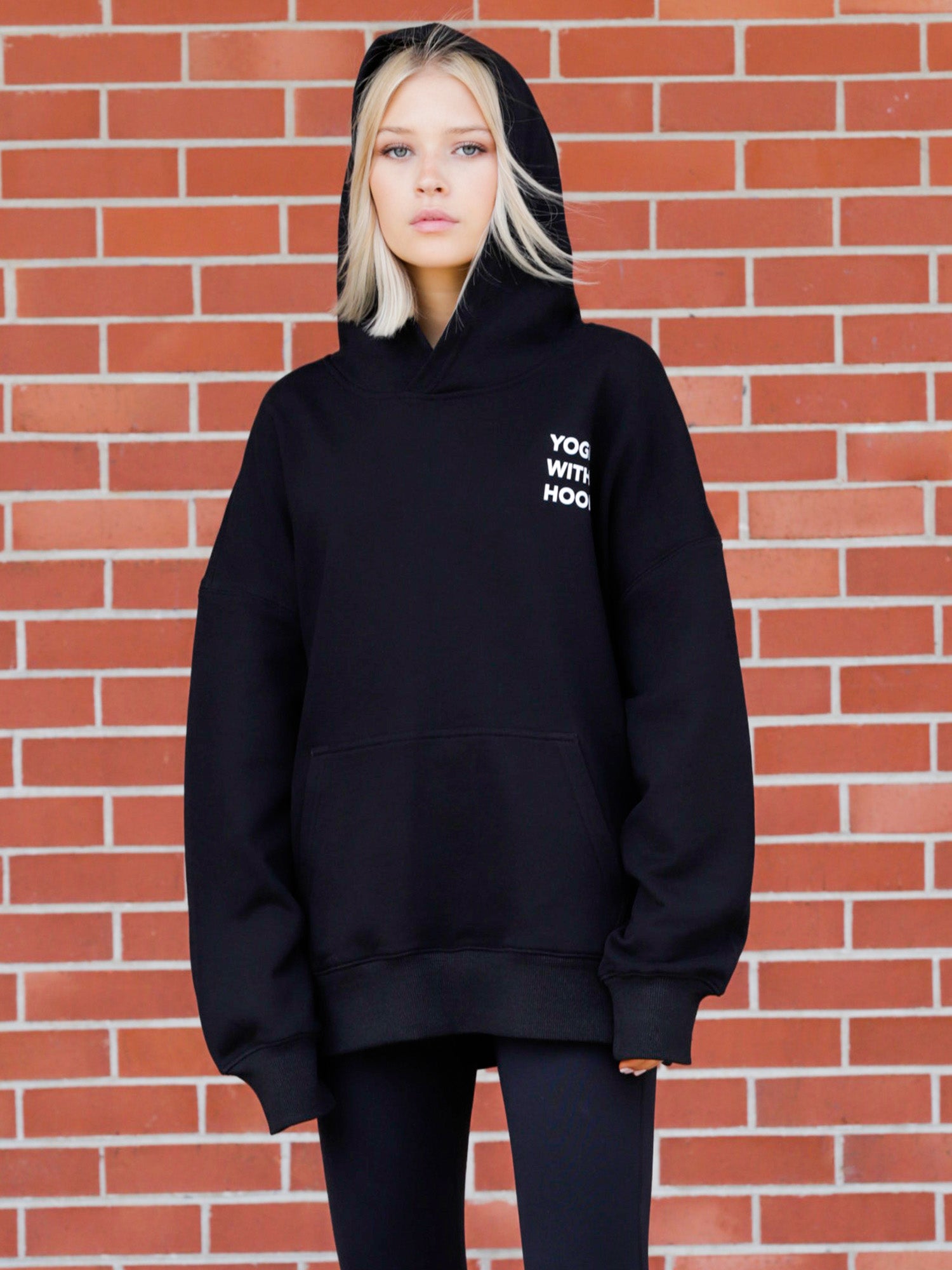 YOGI WITH A HOODIE, BLACK