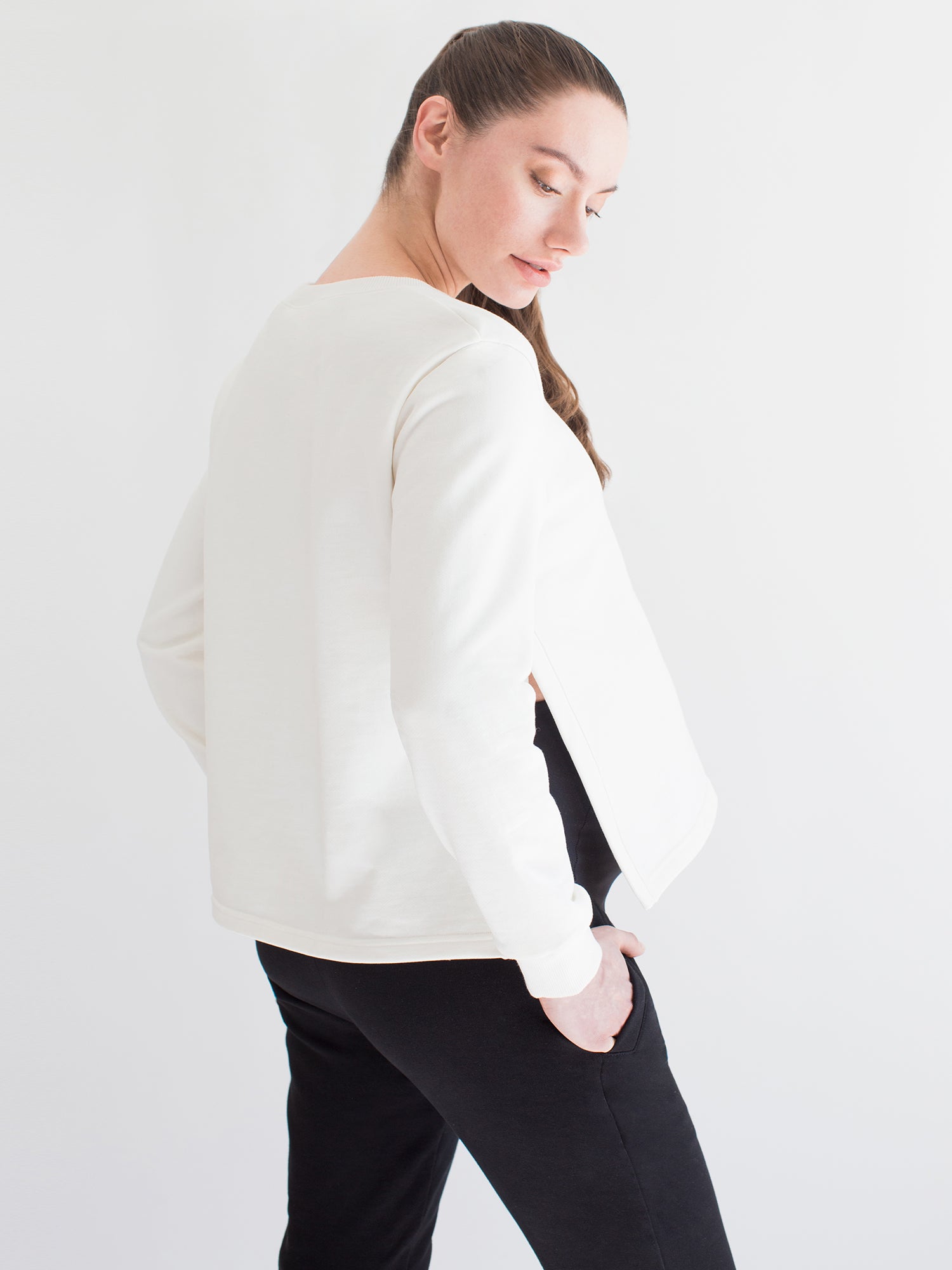 MATERNITY SIDESPLIT SWEATSHIRT, WHITE