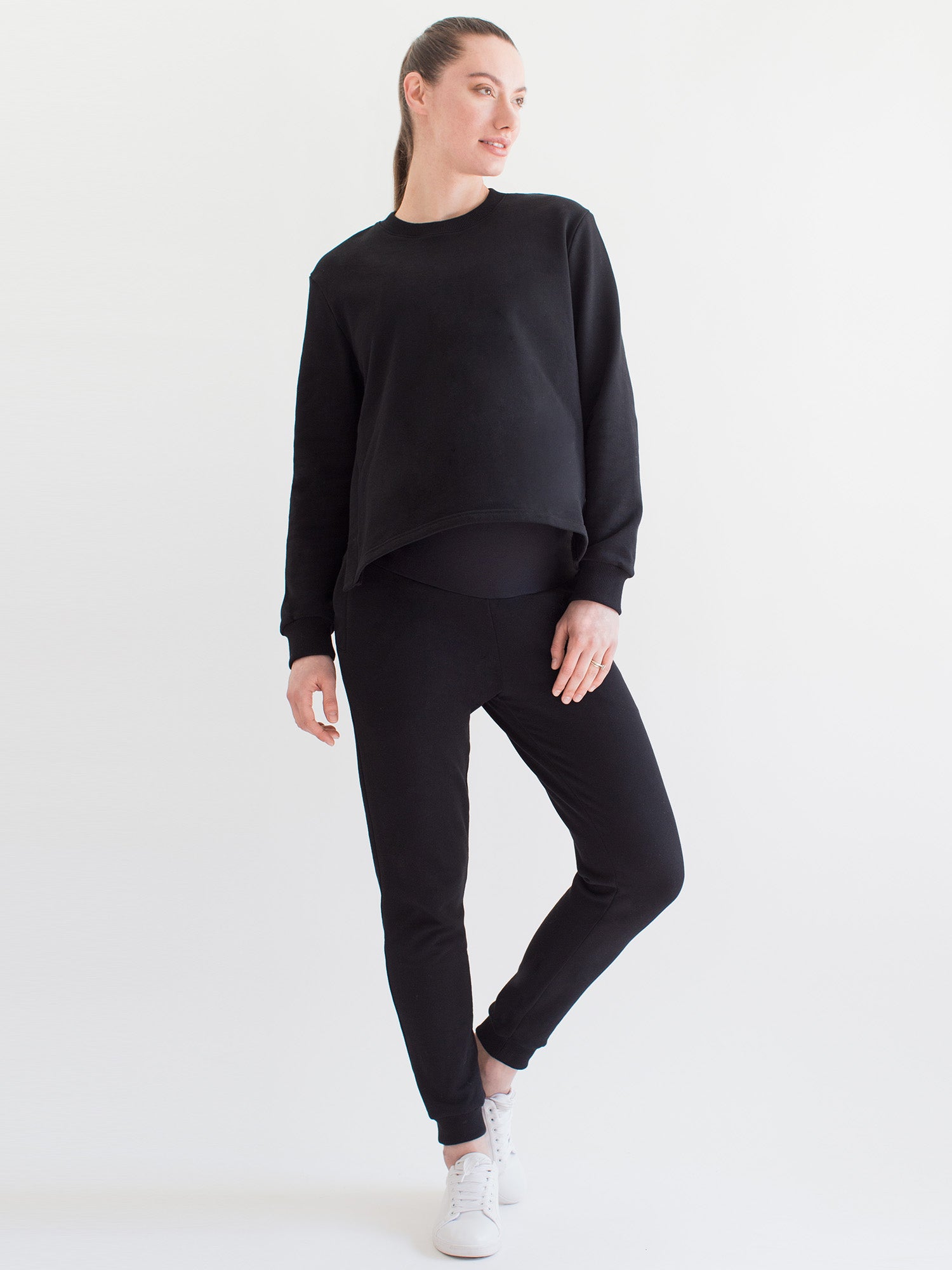 MATERNITY SIDESPLIT SWEATSHIRT, BLACK