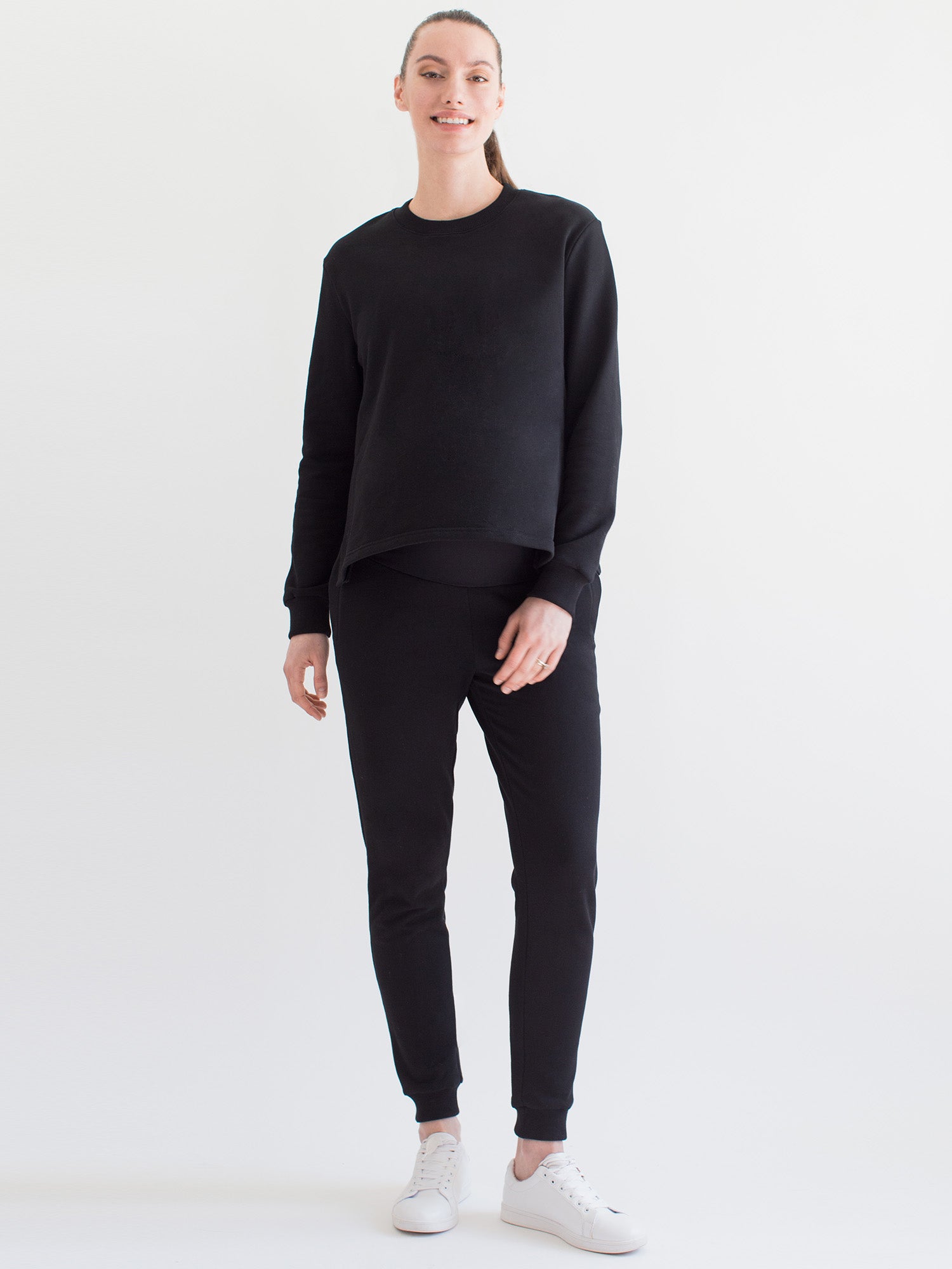 MATERNITY SIDESPLIT SWEATSHIRT, BLACK
