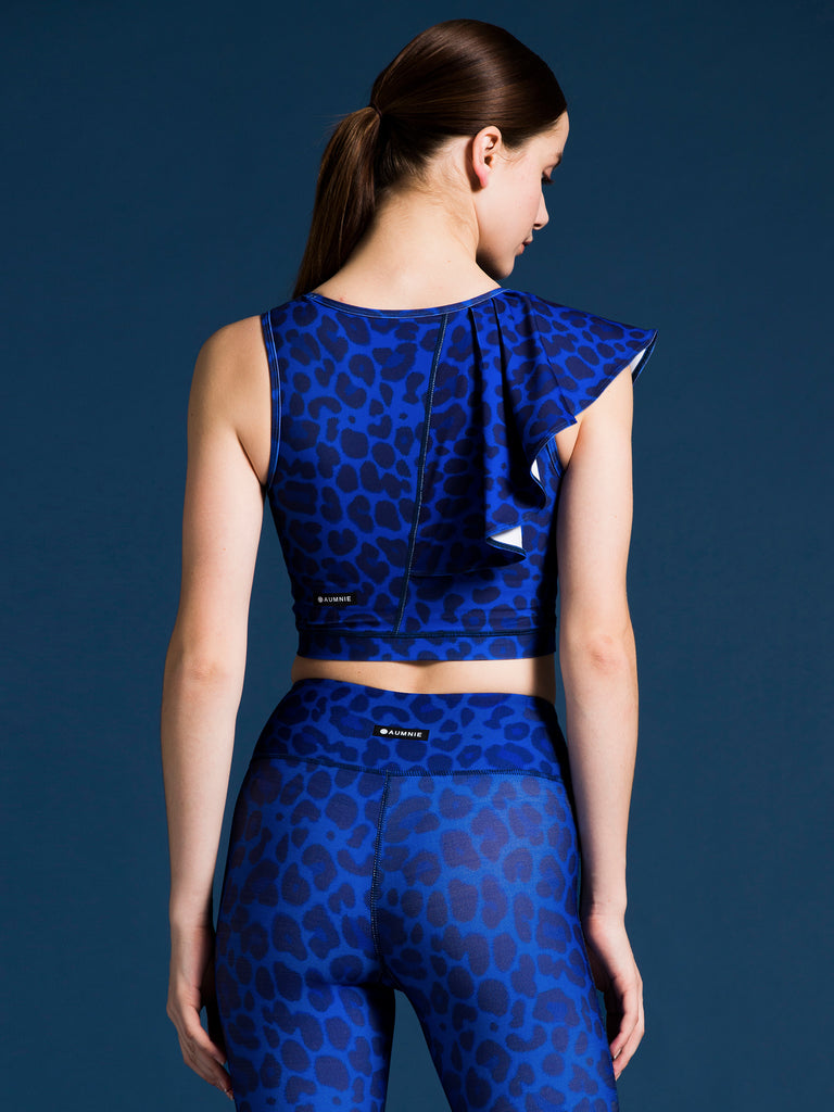 LILY CROPPED TOP, BLUE LEOPARD
