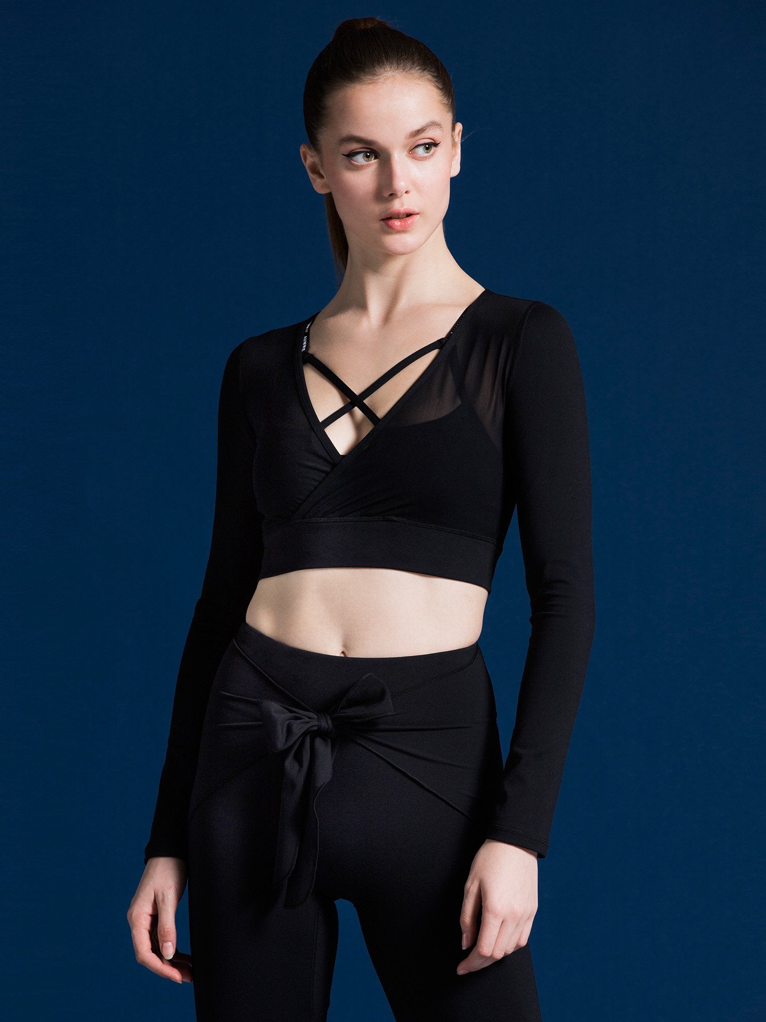 MESH &amp; MATCH CROP TOP, BLACK MESH