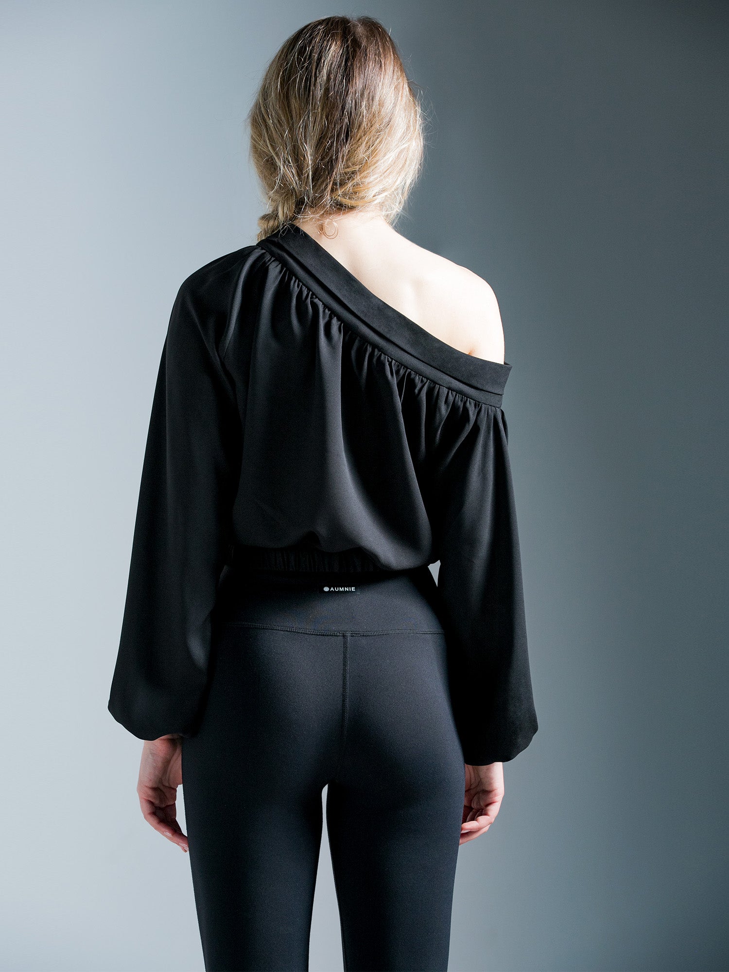 OFF SHOULDER CHIFFON TOP, BLACK