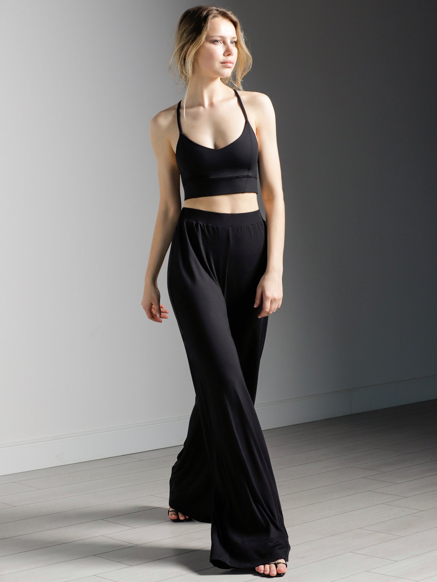SOFT WIDE LEG PANTS, BLACK