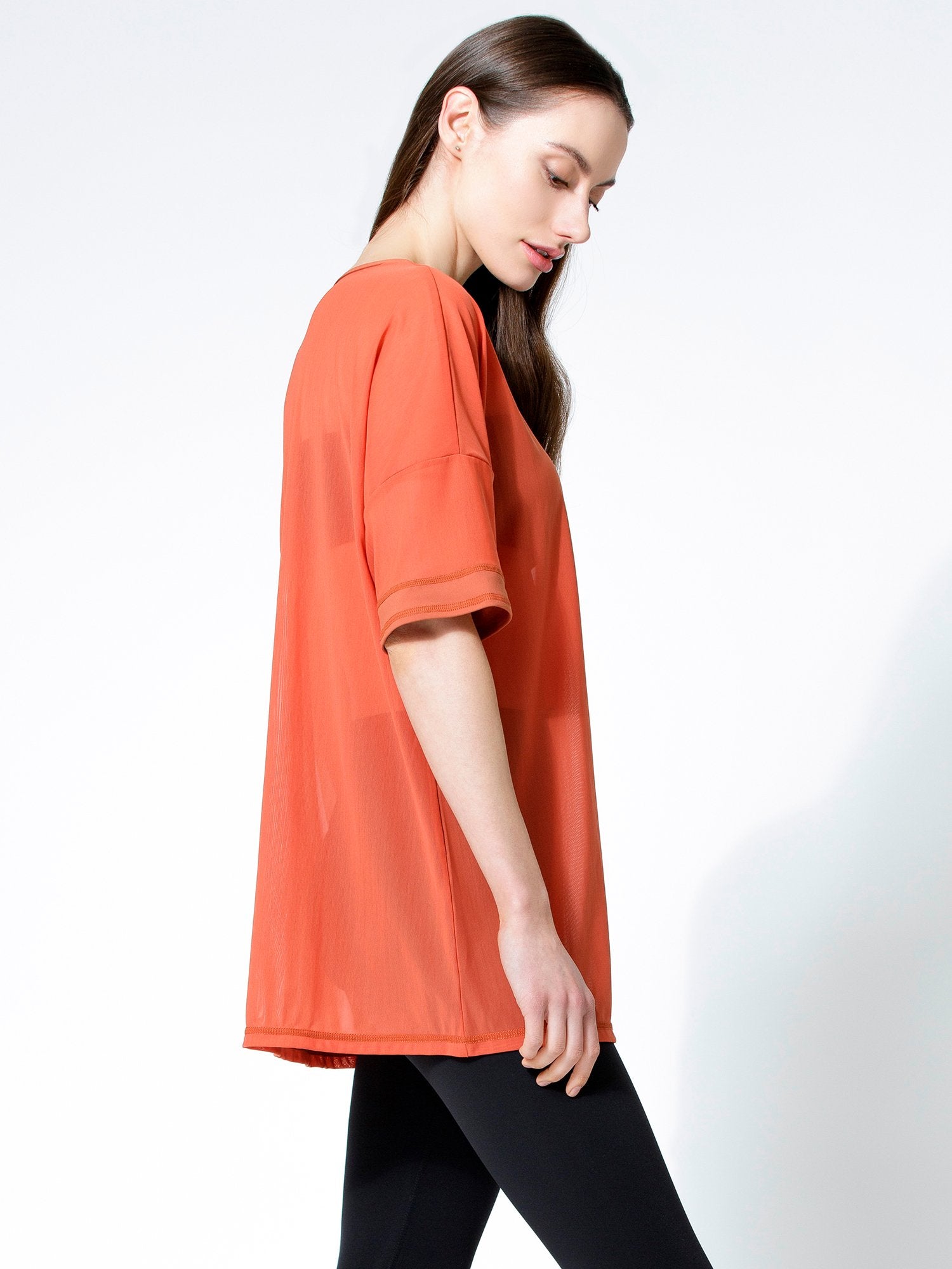 OVERSIZED MESH TEE, MAPLE